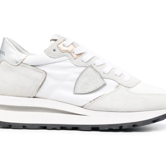 Philippe Model Paris - White & Silver Tropez Sneakers, Size 40/US9 - Picture 1 of 6